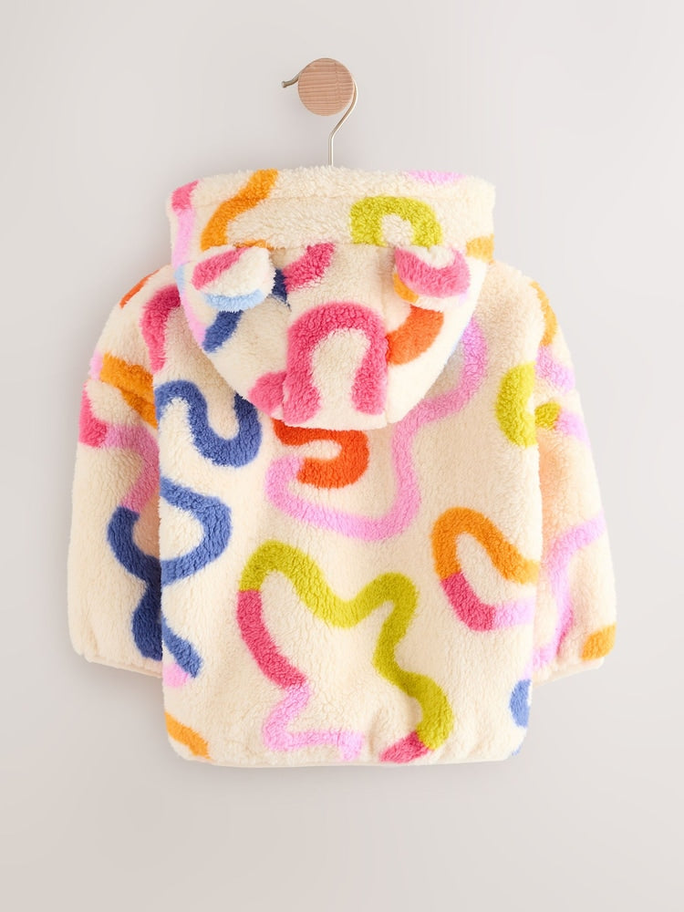 Cream Rainbow Squiggle Zip Through Fleece (3mths-7yrs) - Size 3-6 Months (62-68cm)