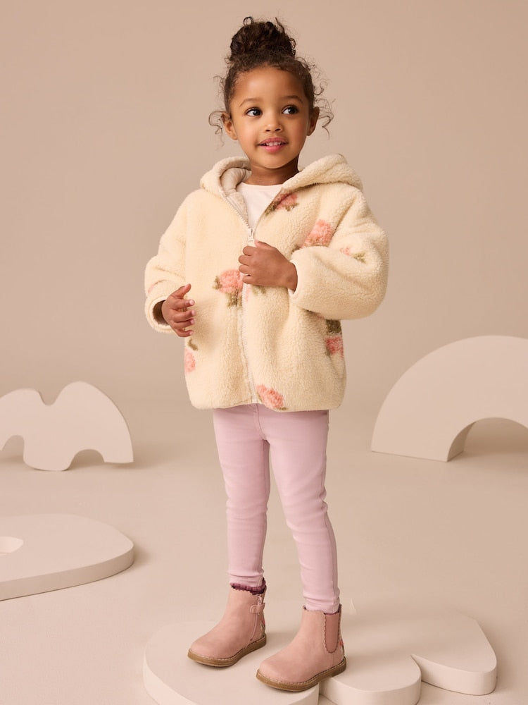 Cream Floral Print Zip Through Fleece (3mths-7yrs) - Size 3-6 Months (62-68cm)