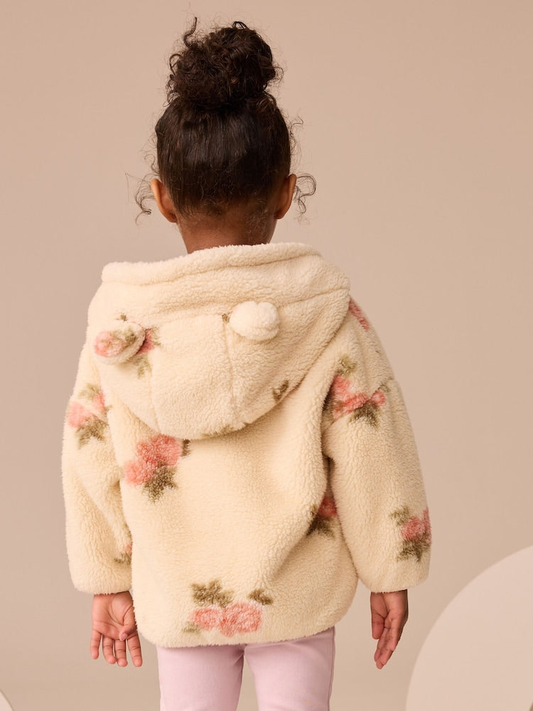 Cream Floral Print Zip Through Fleece (3mths-7yrs) - Size 3-6 Months (62-68cm)