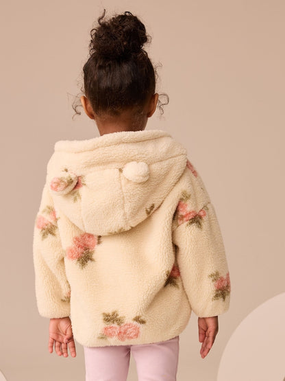 Cream Floral Print Zip Through Fleece (3mths-7yrs) - Size 3-6 Months (62-68cm)