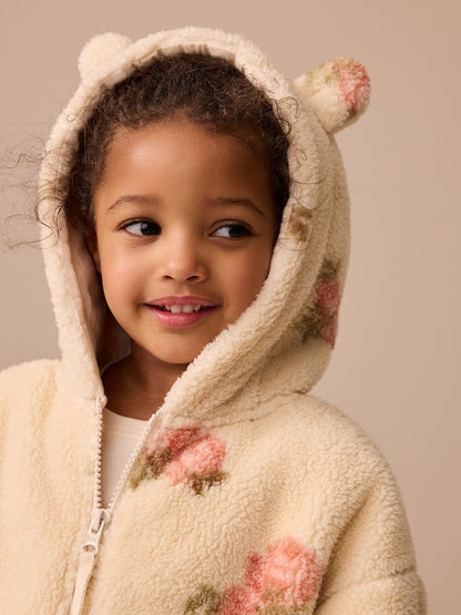 Cream Floral Print Zip Through Fleece (3mths-7yrs) - Size 3-6 Months (62-68cm)