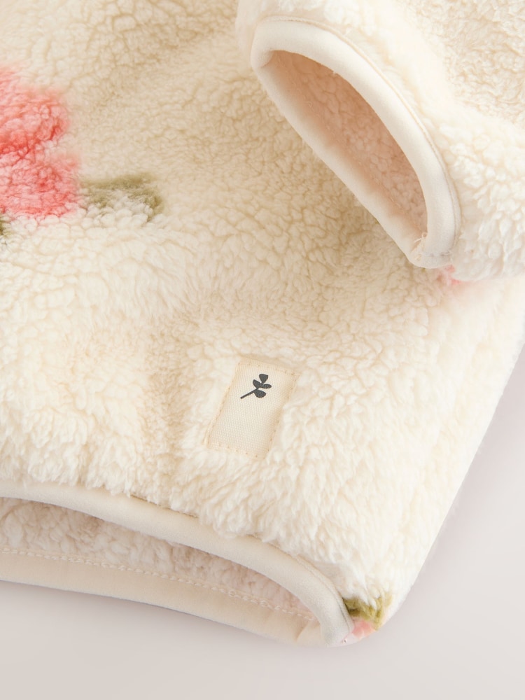 Cream Floral Print Zip Through Fleece (3mths-7yrs) - Size 3-6 Months (62-68cm)
