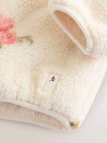 Cream Floral Print Zip Through Fleece (3mths-7yrs) - Size 3-6 Months (62-68cm)