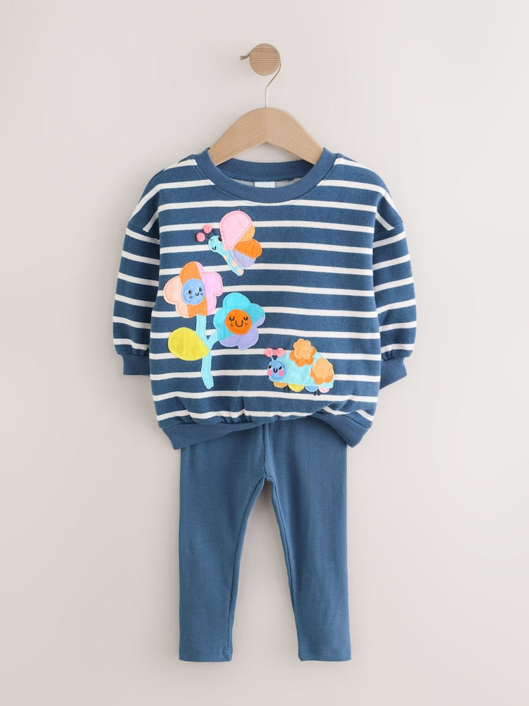 Navy Stripe Characters Sweatshirt and Leggings Set (3mths-7yrs)