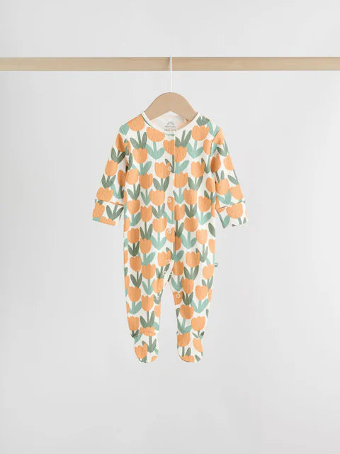 Sage Green Floral Baby Sleepsuits 5 Pack (0mths-2yrs)