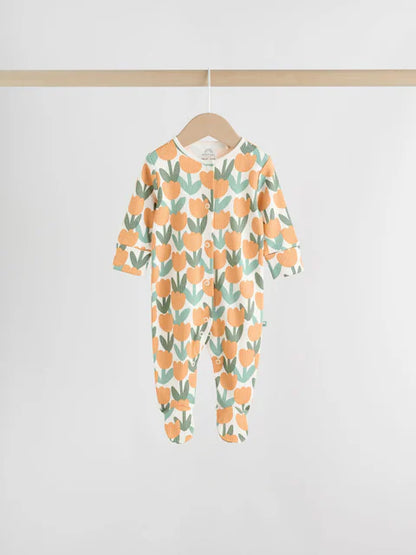 Sage Green Floral Baby Sleepsuits 5 Pack (0mths-2yrs)