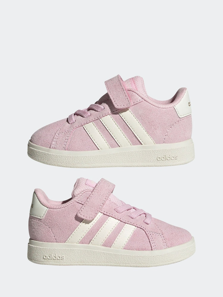 adidas Pink/White Grand Court 2.0 Elastic Lace Infant Trainers