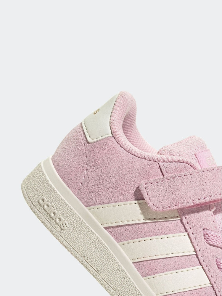 adidas Pink/White Grand Court 2.0 Elastic Lace Infant Trainers