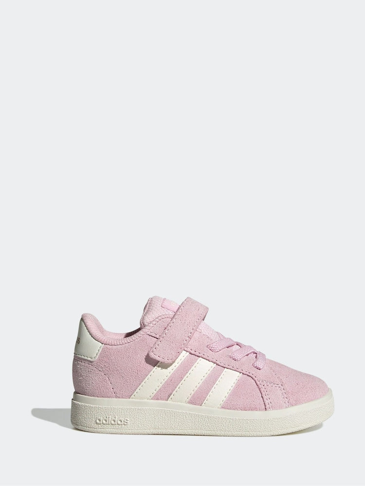 adidas Pink/White Grand Court 2.0 Elastic Lace Infant Trainers