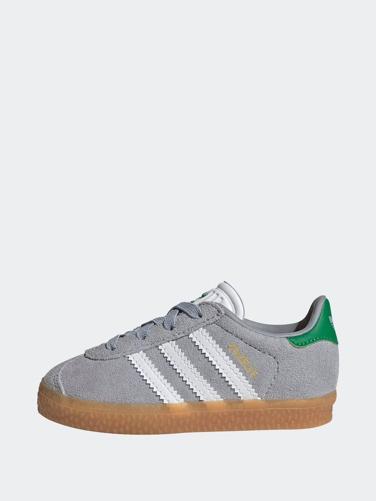 adidas Originals Grey Gazelle Comfort Closure Elastic Laces Infant Trainers