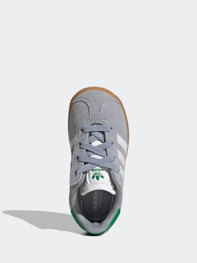adidas Originals Grey Gazelle Comfort Closure Elastic Laces Infant Trainers