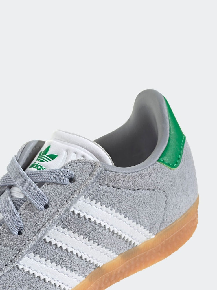 adidas Originals Grey Gazelle Comfort Closure Elastic Laces Infant Trainers