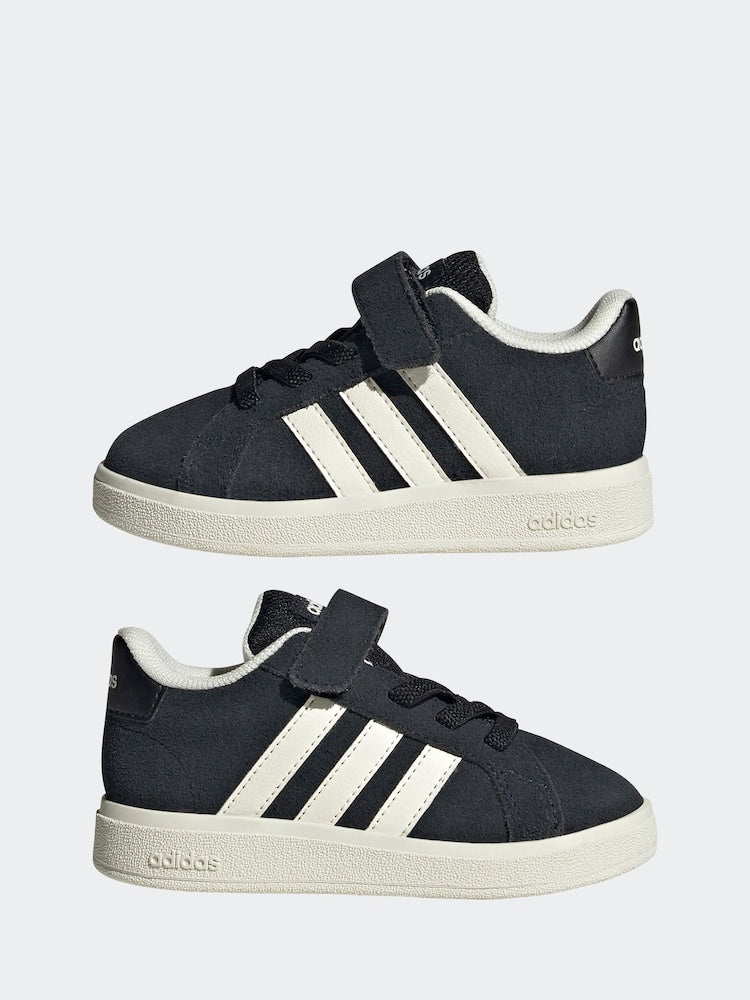 adidas Black Grand Court 2.0 Elastic Lace Infant Trainers