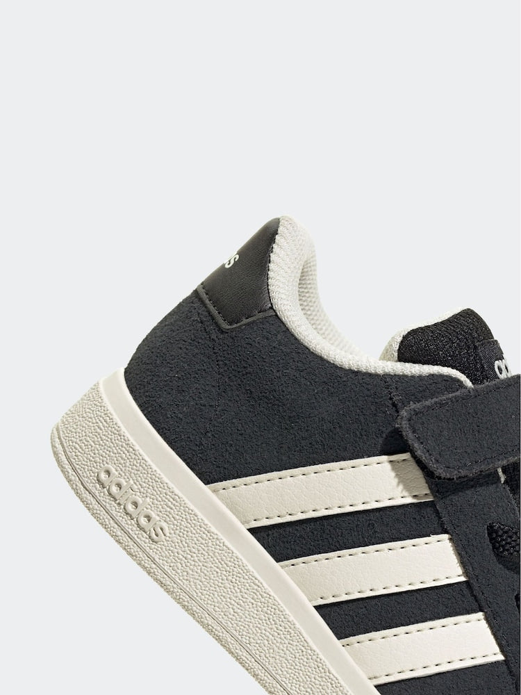 adidas Black Grand Court 2.0 Elastic Lace Infant Trainers