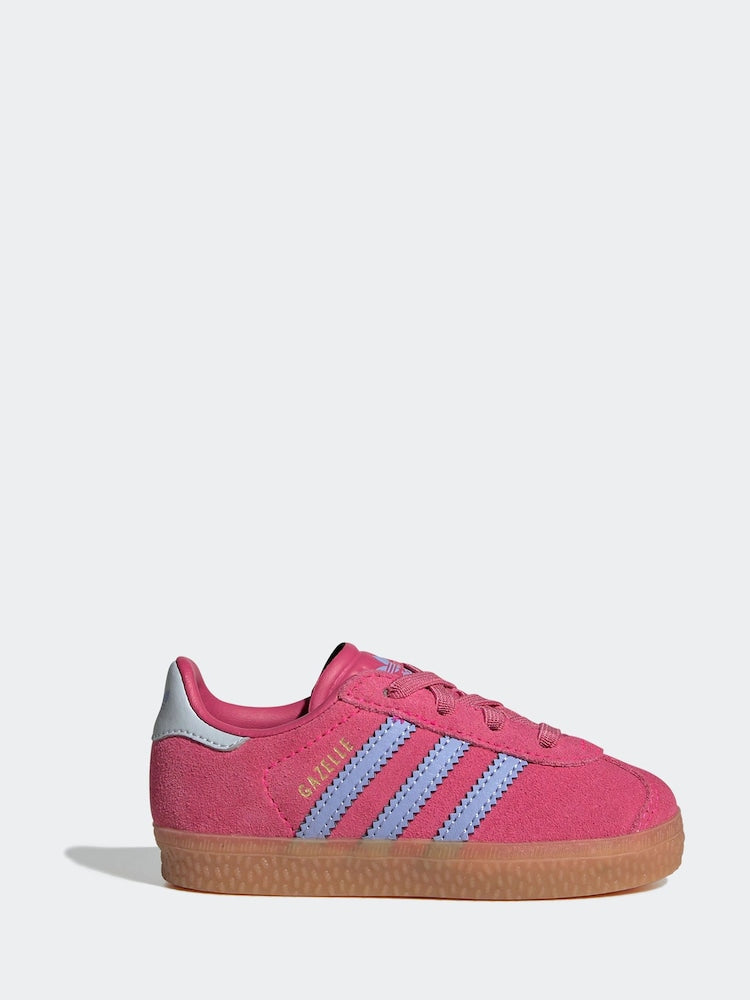 adidas Originals Dark Pink Gazelle Comfort Closure Elastic Laces Infant Trainers
