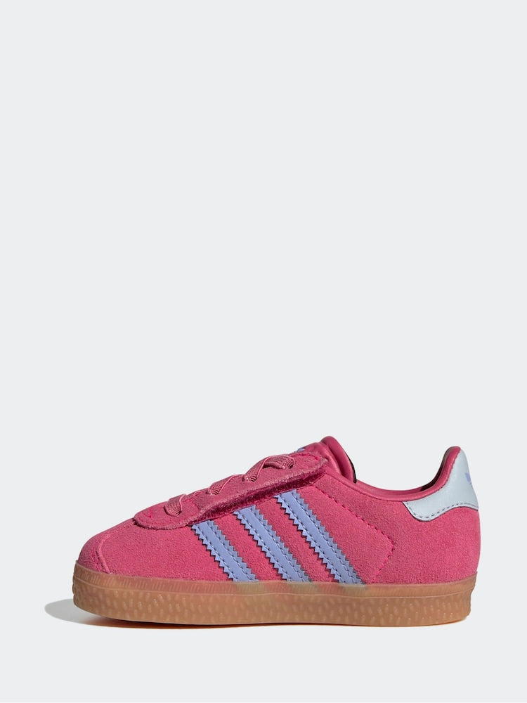 adidas Originals Dark Pink Gazelle Comfort Closure Elastic Laces Infant Trainers