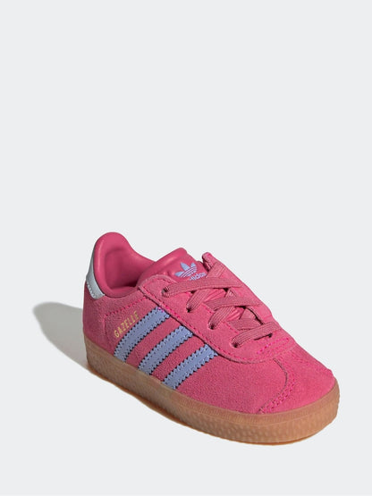 adidas Originals Dark Pink Gazelle Comfort Closure Elastic Laces Infant Trainers