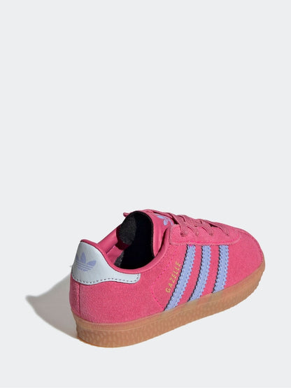 adidas Originals Dark Pink Gazelle Comfort Closure Elastic Laces Infant Trainers