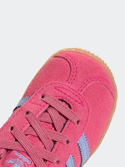 adidas Originals Dark Pink Gazelle Comfort Closure Elastic Laces Infant Trainers