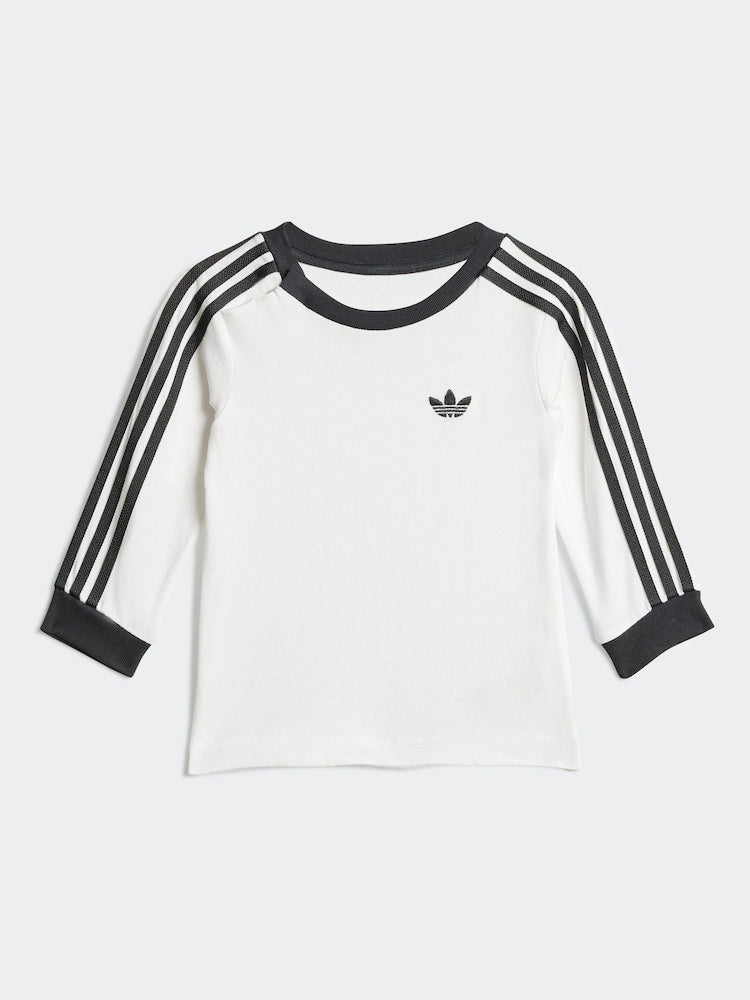 adidas Originals White Long Sleeve Infant Kids T-Shirt and Denim Leggings Set
