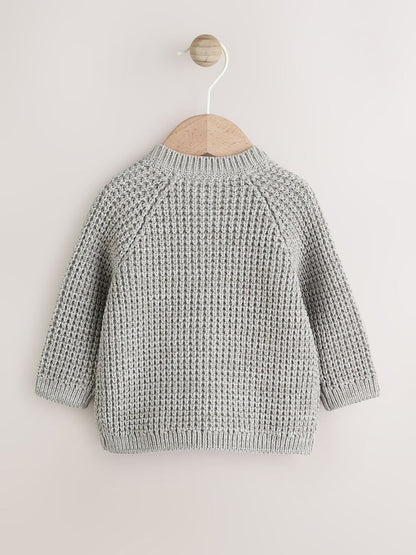 Grey Crochet Flowers Baby Knitted Cardigan (0mths-3yrs) - Size Up to 1 Month (56cm)