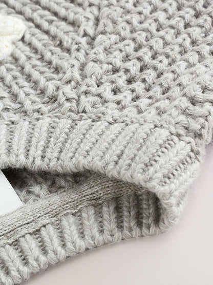 Grey Crochet Flowers Baby Knitted Cardigan (0mths-3yrs) - Size Up to 1 Month (56cm)