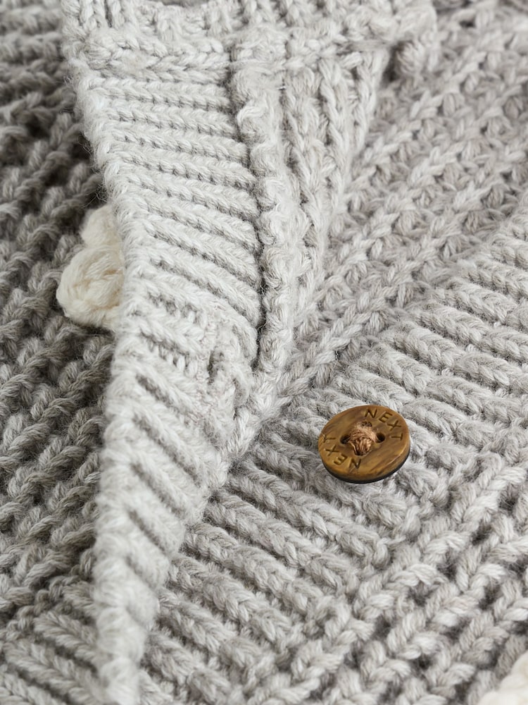 Grey Crochet Flowers Baby Knitted Cardigan (0mths-3yrs) - Size Up to 1 Month (56cm)