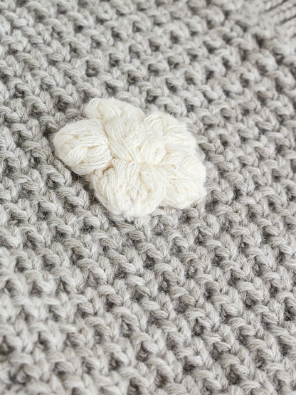 Grey Crochet Flowers Baby Knitted Cardigan (0mths-3yrs) - Size Up to 1 Month (56cm)