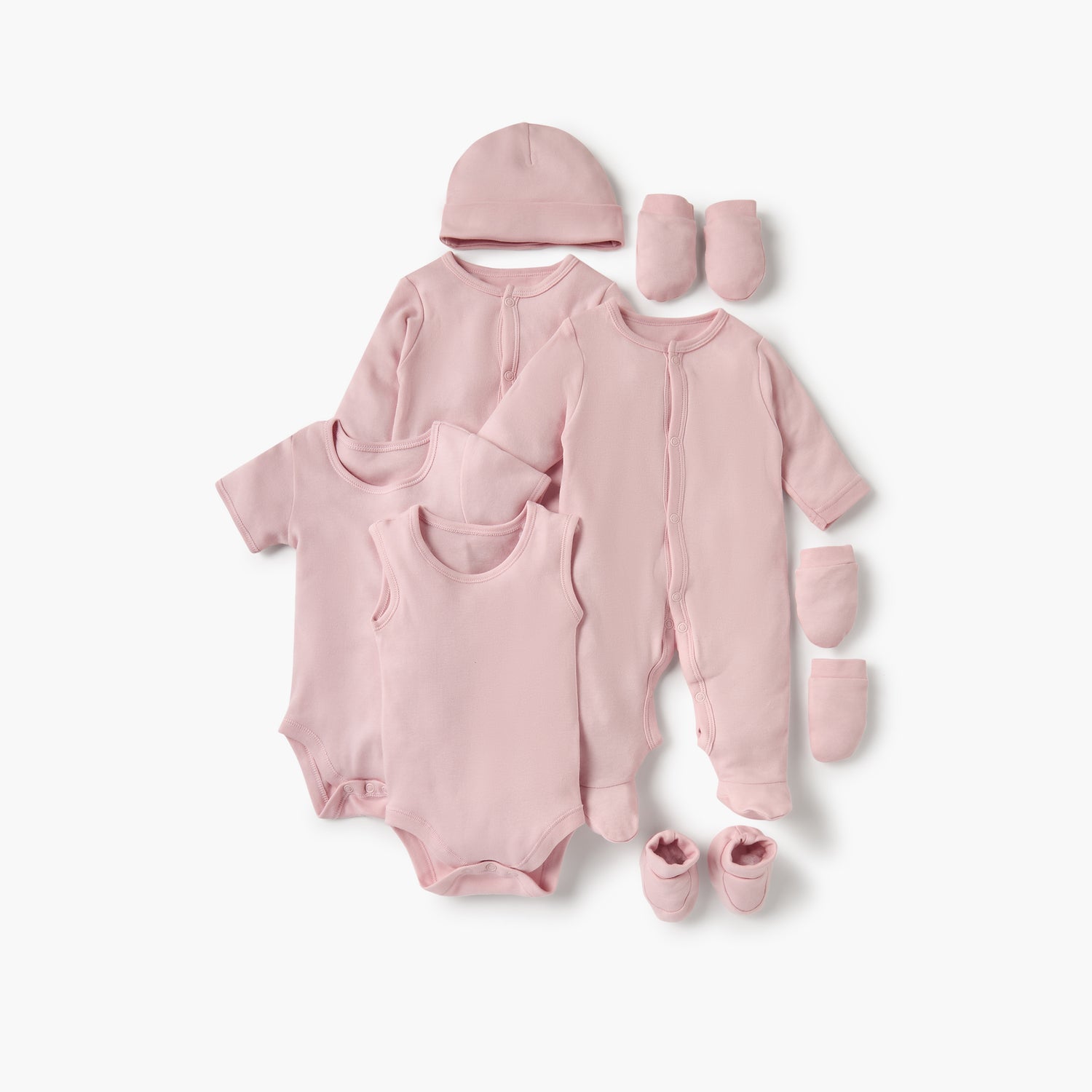 Juniors Solid 8-piece Apparel Set - Pink / 0-3 mths