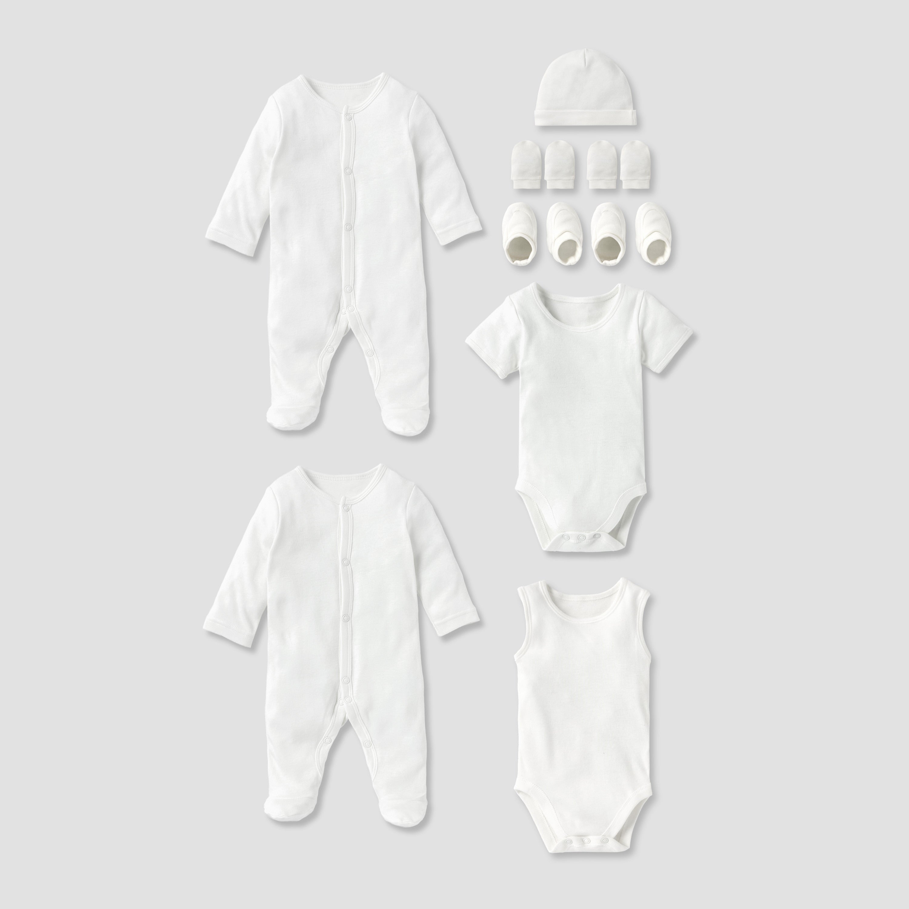 Juniors Solid 8-piece Apparel Set - White / 0-3 mths