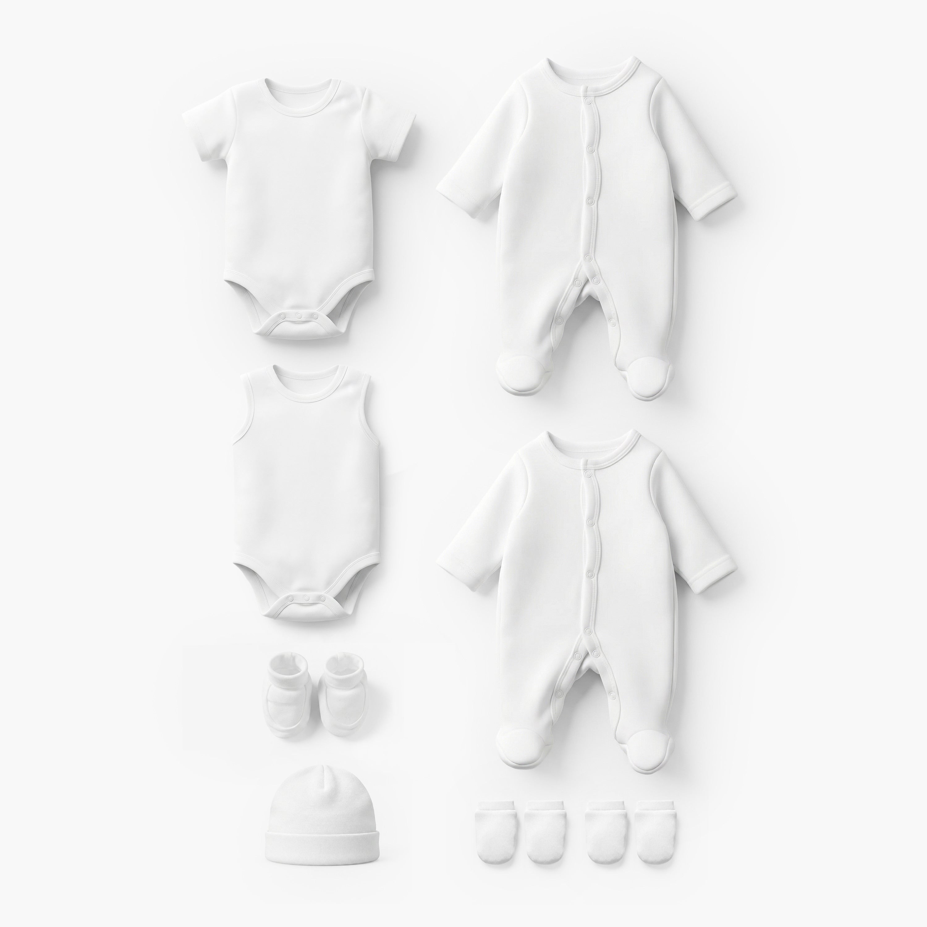 Set of 8 Juniors Clothing Gift Set with Snap Button Closure - White