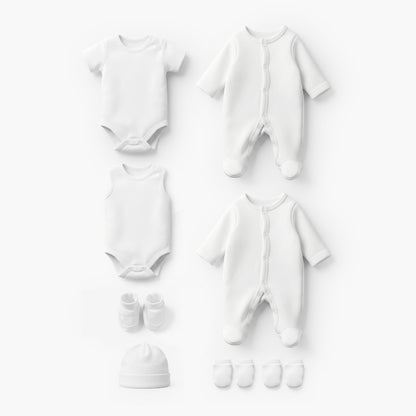 Set of 8 Juniors Clothing Gift Set with Snap Button Closure - White