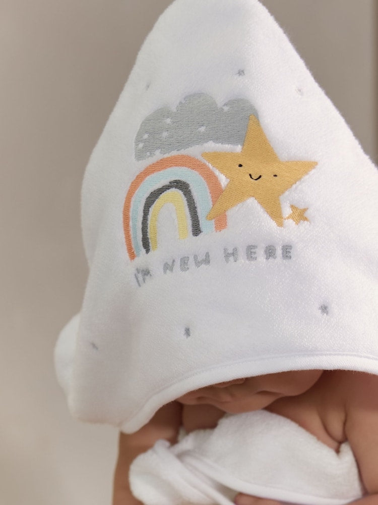 White Im New Here 100% Cotton Hooded Baby Towel - Size One