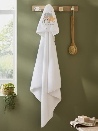 White Im New Here 100% Cotton Hooded Baby Towel - Size One