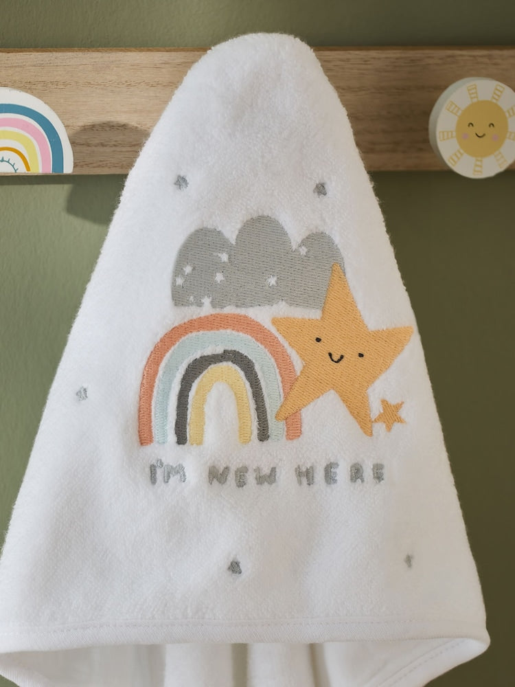White Im New Here 100% Cotton Hooded Baby Towel - Size One