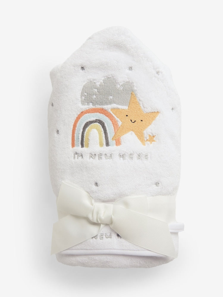 White Im New Here 100% Cotton Hooded Baby Towel - Size One
