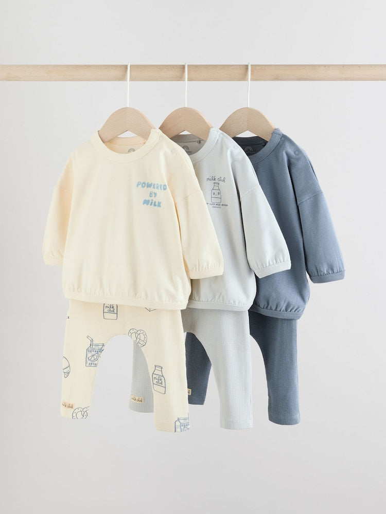 Blue Milk Club Tops and Leggings 6 Piece Baby Set (0mths-3yrs) - Blue Milk Club / 12-18 Months (80-86cm)