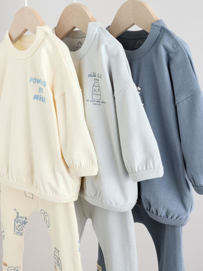 Blue Milk Club Tops and Leggings 6 Piece Baby Set (0mths-3yrs)