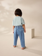 Light Wash Tie Waist Jeans (3mths-7yrs) - Size 3-6 Months (62-68cm)