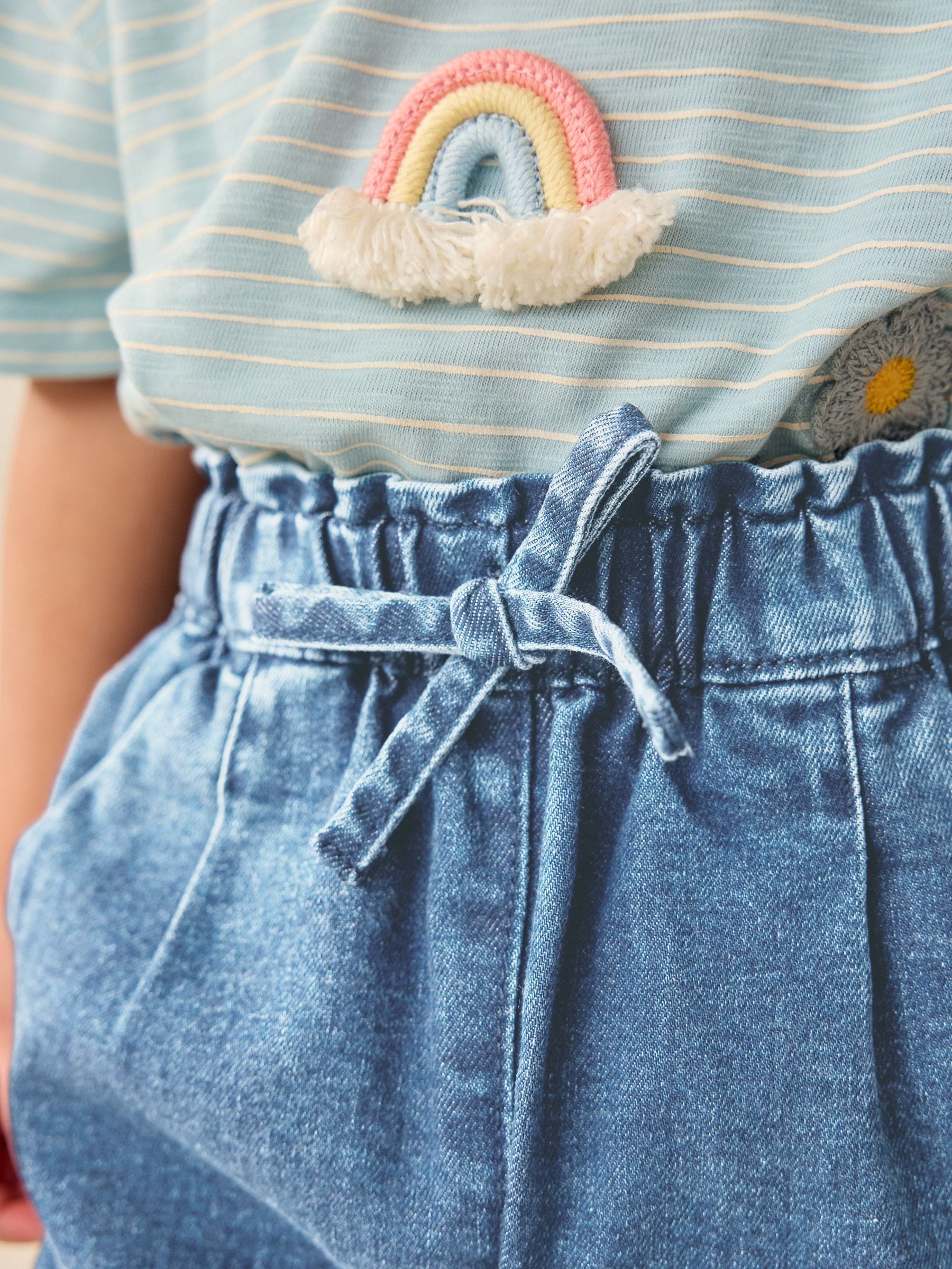 Light Wash Tie Waist Jeans (3mths-7yrs) - Size 3-6 Months (62-68cm)