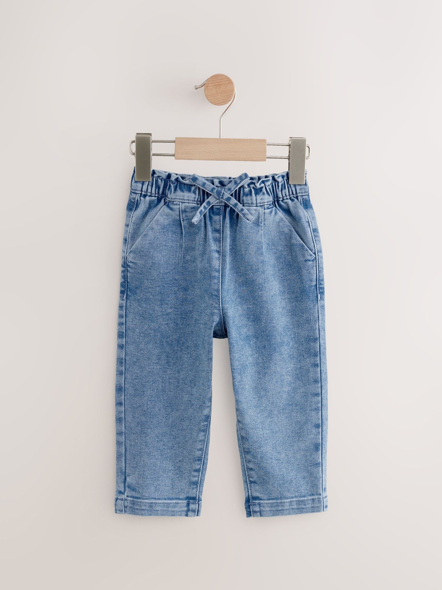 Light Wash Tie Waist Jeans (3mths-7yrs) - Size 3-6 Months (62-68cm)
