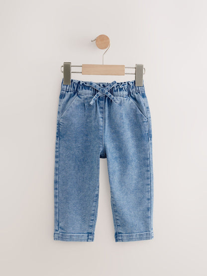 Light Wash Tie Waist Jeans (3mths-7yrs) - Size 3-6 Months (62-68cm)