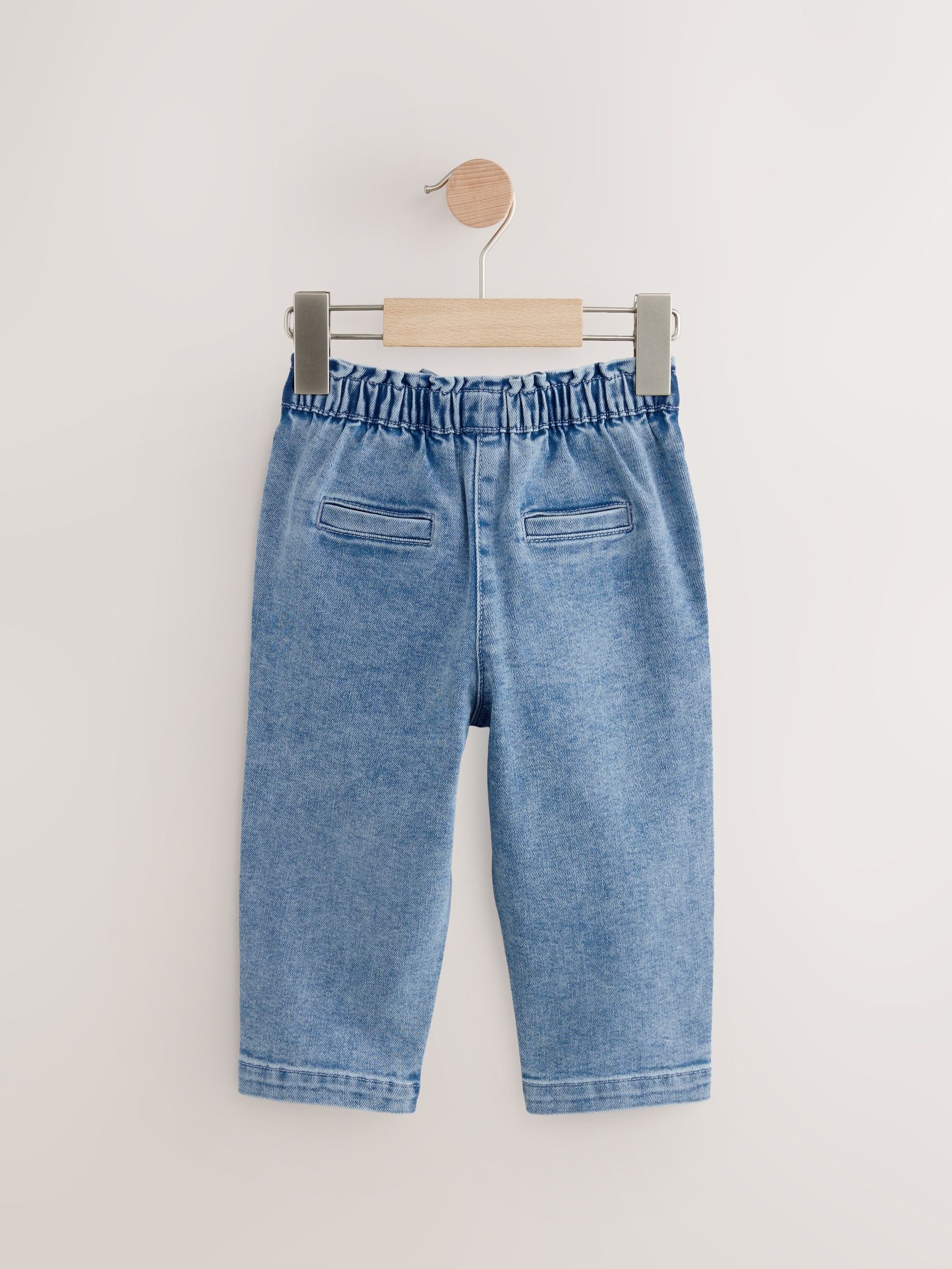 Light Wash Tie Waist Jeans (3mths-7yrs) - Size 3-6 Months (62-68cm)