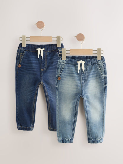 Blue Denim Regular Fit Jogger Jeans With Comfort Stretch 2 Pack (3mths-7yrs) - Size 3-6 Months (62-68cm)