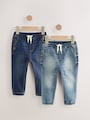 Blue Denim Regular Fit Jogger Jeans With Comfort Stretch 2 Pack (3mths-7yrs) - Size 3-6 Months (62-68cm)