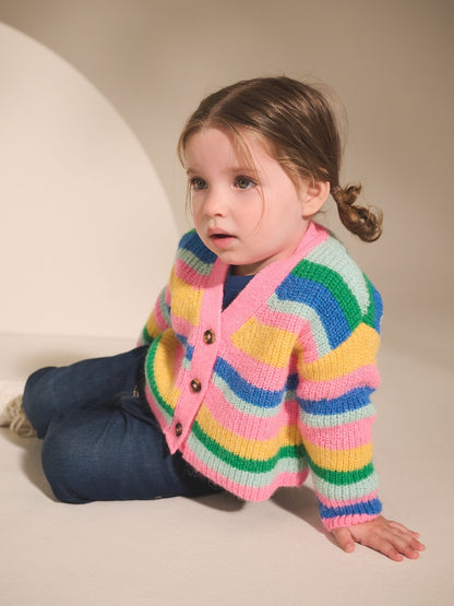 Rainbow V-Neck Cardigan (3mths-7yrs) - Size 3-6 Months (62-68cm)