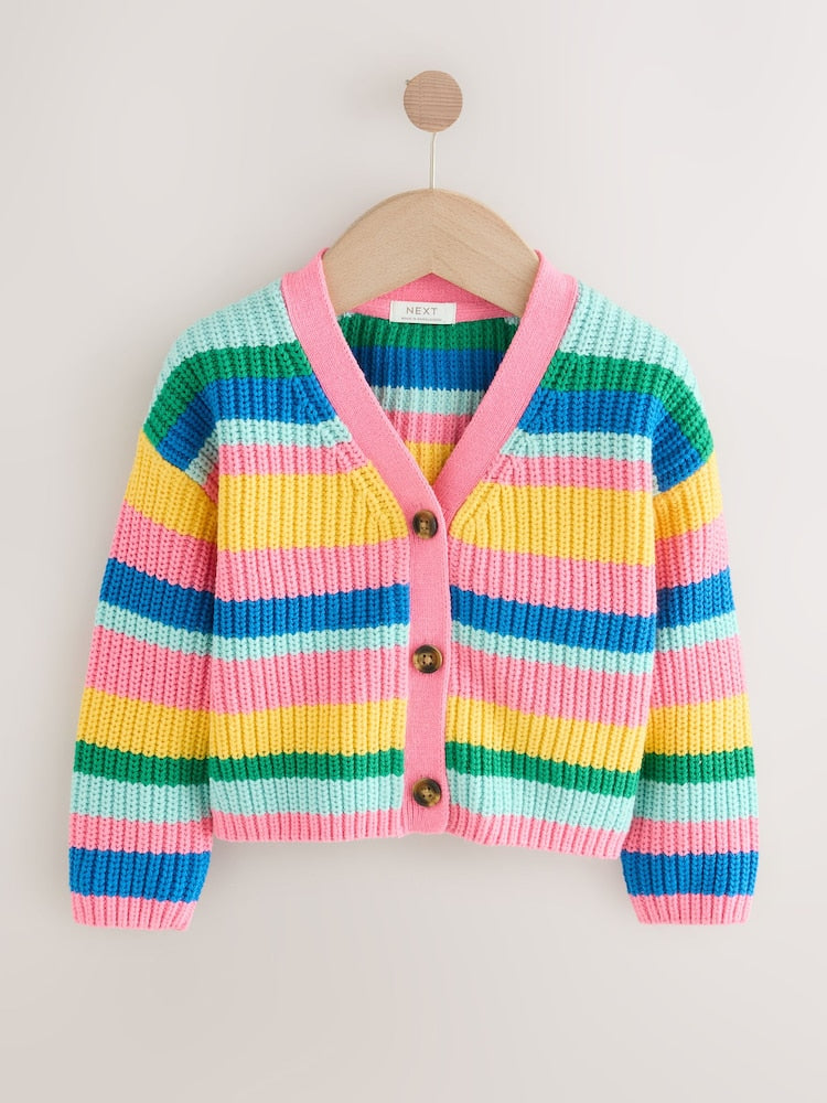 Rainbow V-Neck Cardigan (3mths-7yrs) - Size 3-6 Months (62-68cm)