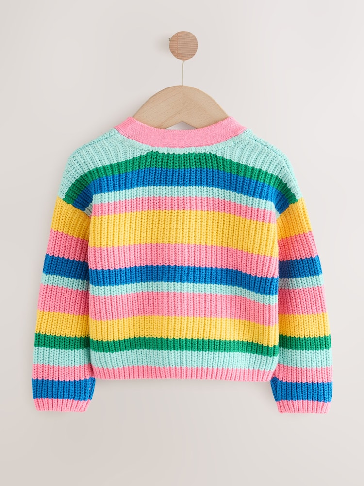 Rainbow V-Neck Cardigan (3mths-7yrs) - Size 3-6 Months (62-68cm)