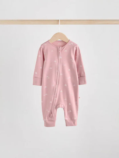 Pink 4 Pack Two Way Zip Baby Sleepsuits (0mths-3yrs)