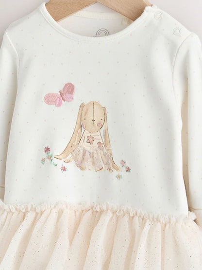 Ecru Bunny Tutu Baby Sleepsuit (0mths-2yrs)